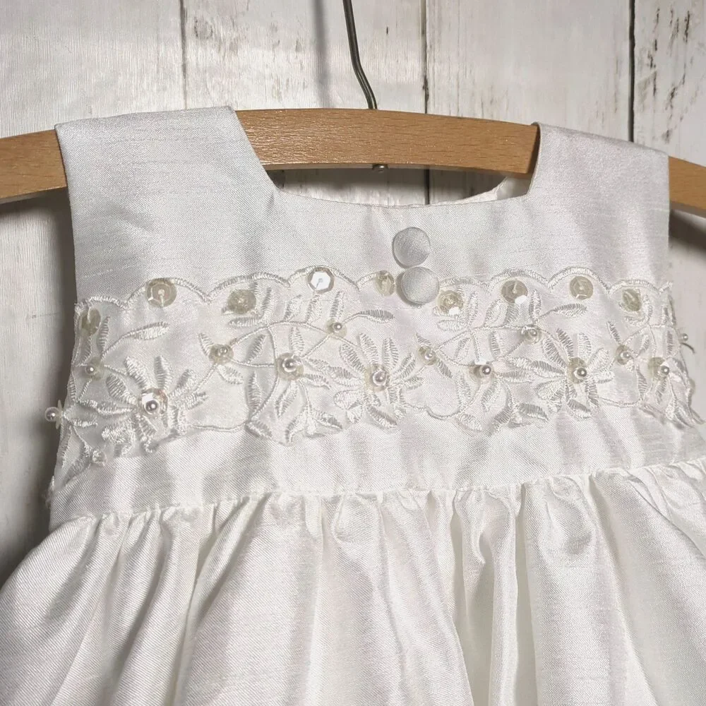 Lito Girls White Formal Dress Size Small Lace Sequin Pearl Communion